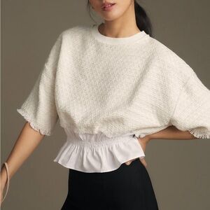 Anthropologie Maeve Cream Textured Sweater Size Medium